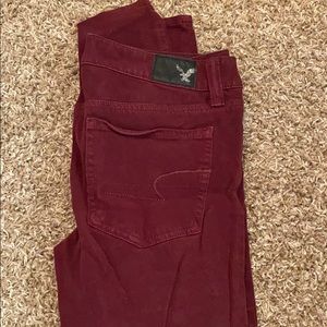 Burgundy skinny jeans